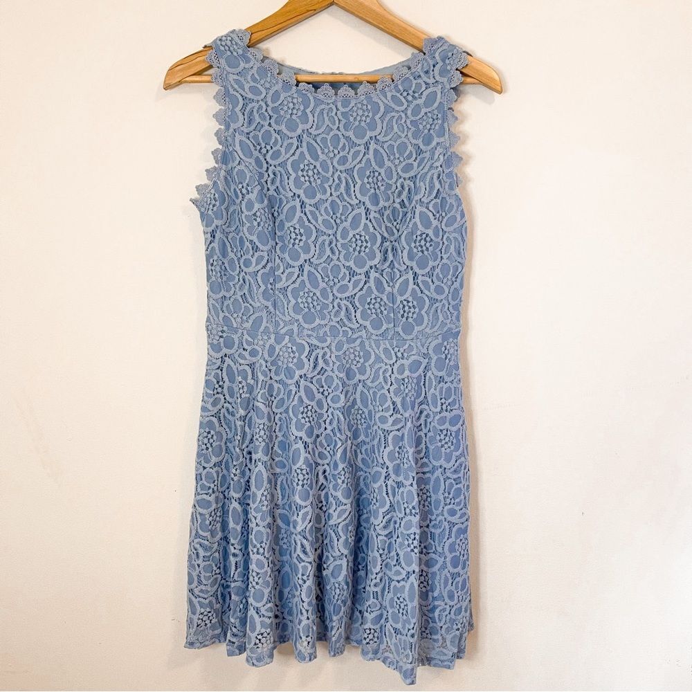 City Vibe Blue Lace Modest Dress‎ Size 9